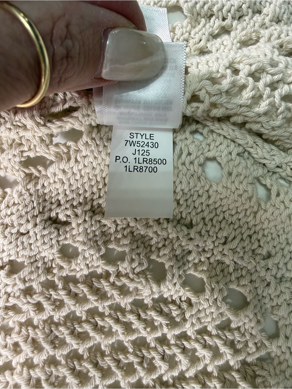 Lucky Brand 100% Cotton Openwork Crochet Knit Cardigan in Light Beige - Picture 10 of 11